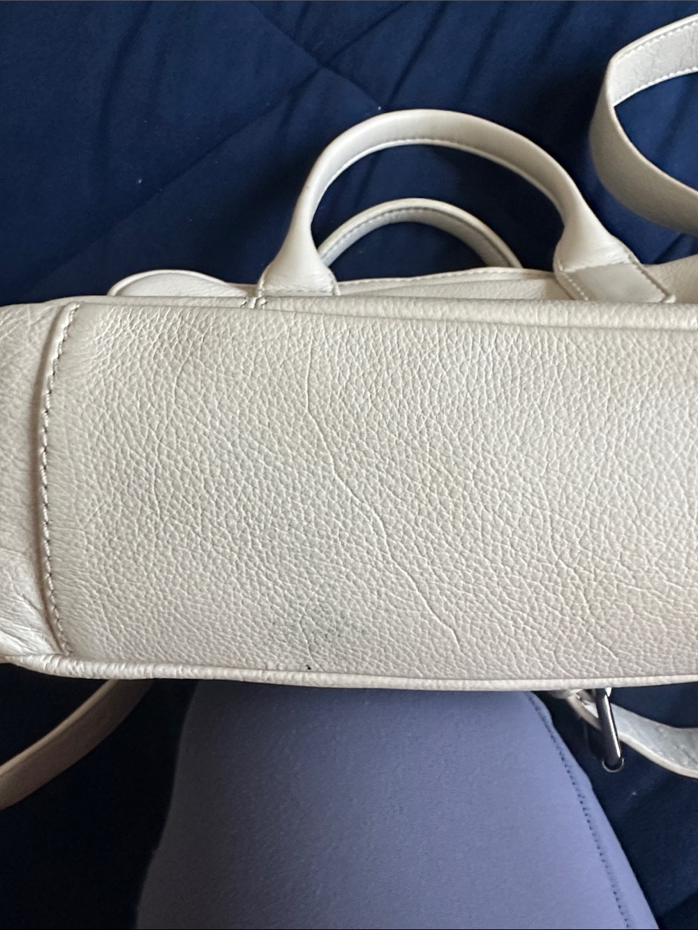 White Quilted Leather Satchel Bag - Women's Crossbody - Picture 3 of 7
